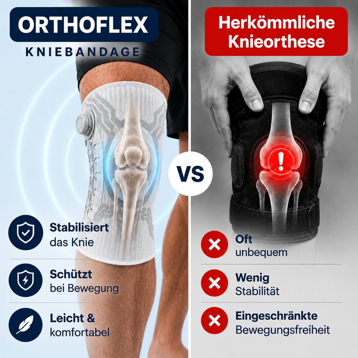 ORTHOFLEX - STABILE & RUTSCHFESTE KNIEBANDAGE (UNISEX)
